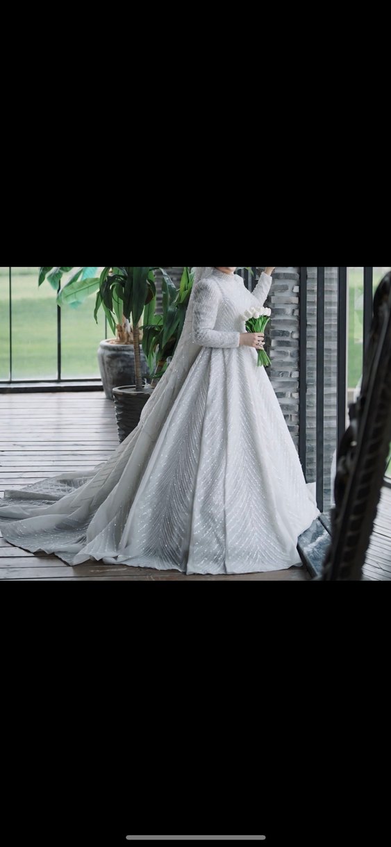 Uzun Kollu Beyaz Prenses Gelinlik - Görsel 2