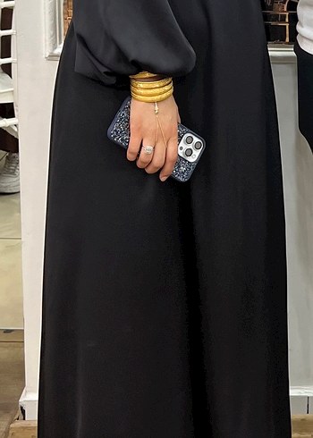 Siyah Saten Uzun Kollu Salaş Kadın Elbise - Görsel 2