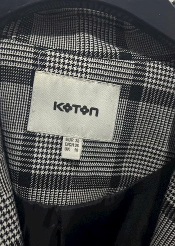 36 Beden Gri Ekose Düğmeli Kadın Blazer Ceket