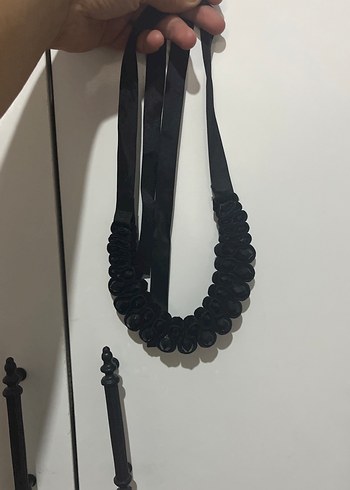 Beden siyah Renk Esnek Siyah Yılan Desenli Gotik Midi Kolye