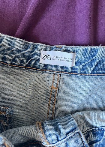 Zara Mavi Midi Bol Kesim Kadın Kot Şort