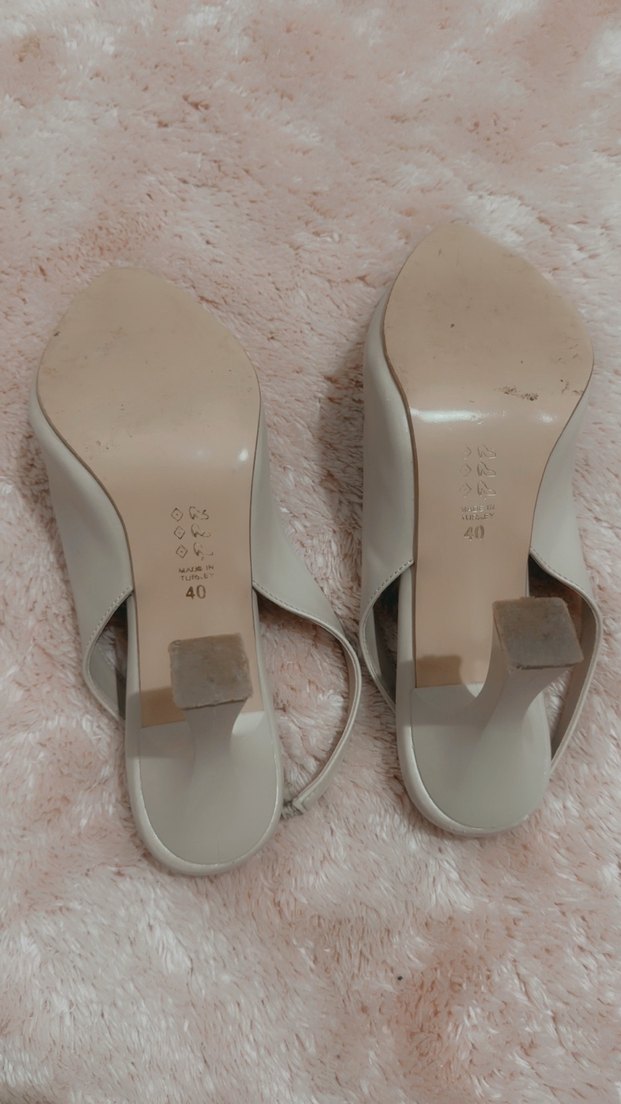 Bej Tokalı Kadın Topuklu Ofis Ayakkabısı - Görsel 4