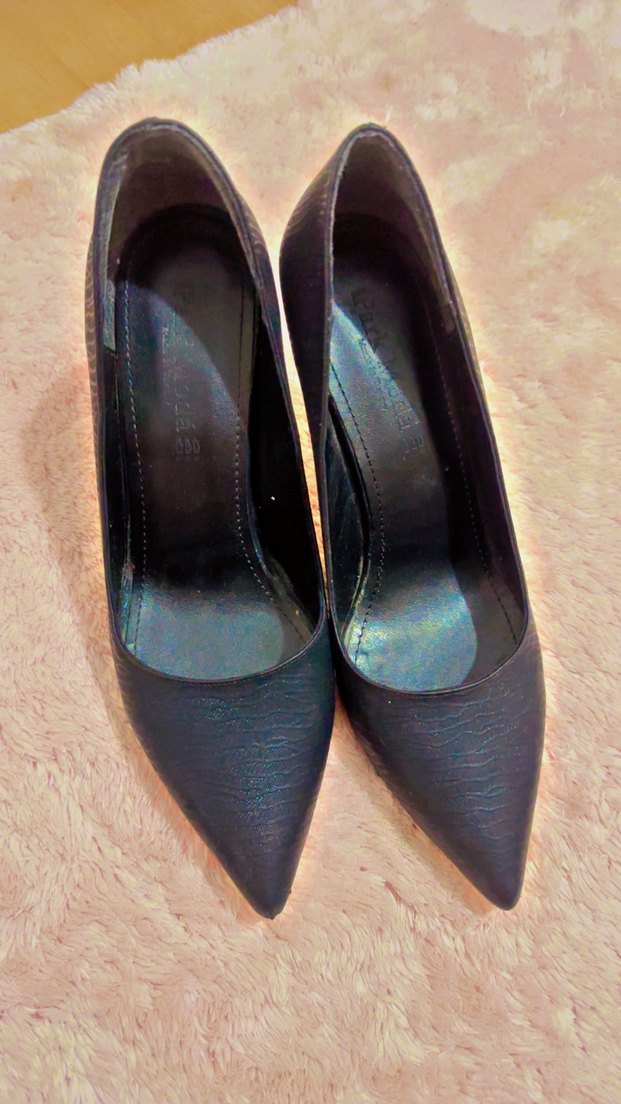 Siyah Yılan Desenli Stiletto Topuklu Ayakkabı - Görsel 2