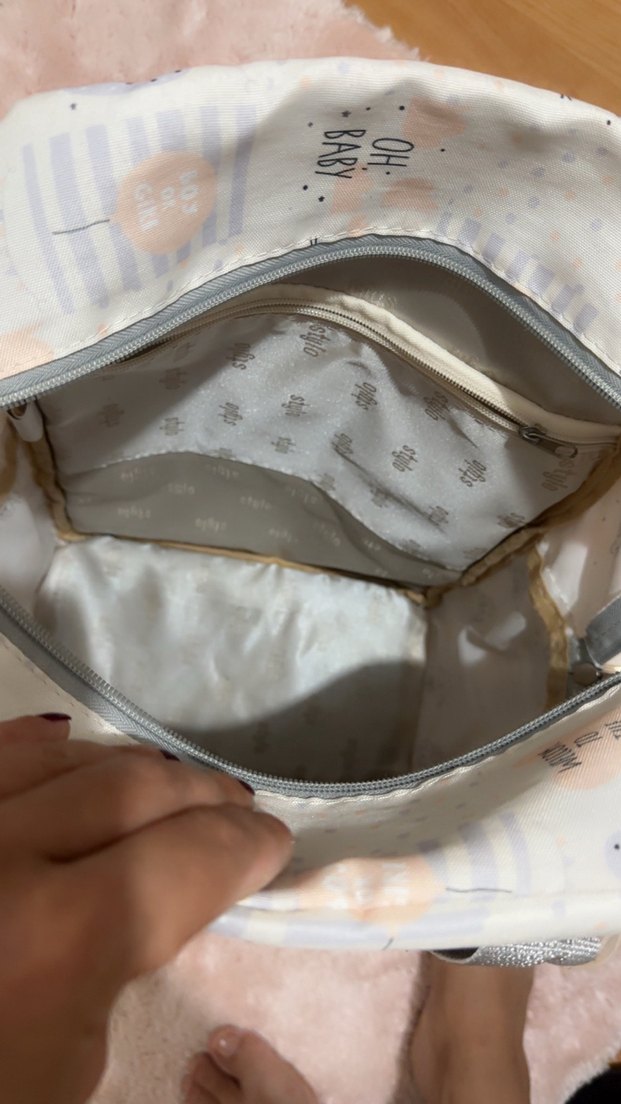 Gri Pastel Desenli Bebek Çantası - Görsel 2