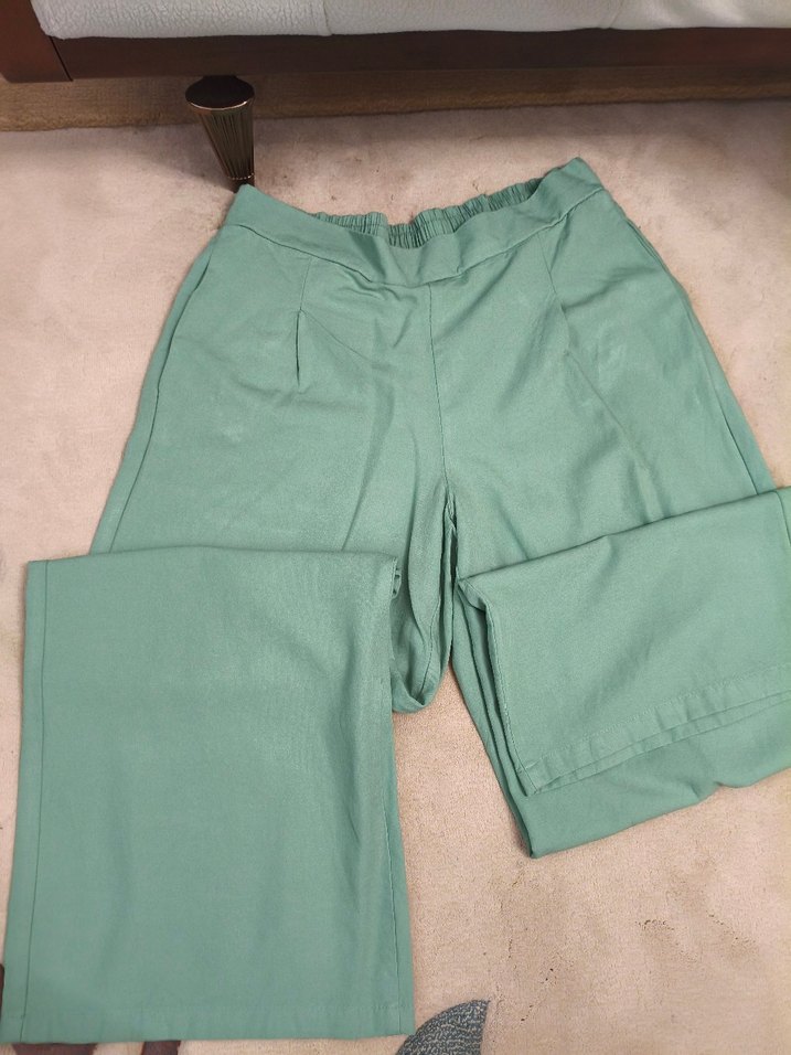 Yeşil Rahat Kesim Kadın Kumaş Pantolon - Görsel 2