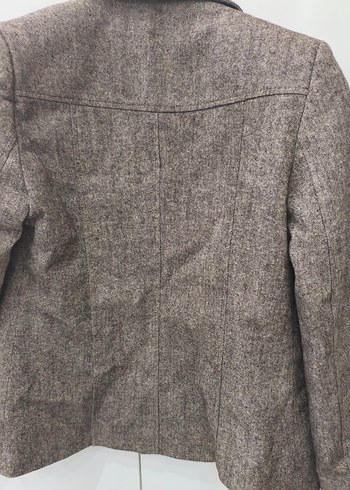 Düğmeli Kahverengi Kadın Yün Blazer - Görsel 4