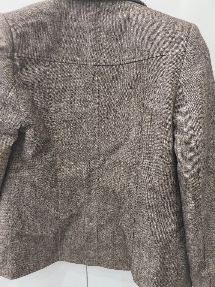 Düğmeli Kahverengi Kadın Yün Blazer - Görsel 4