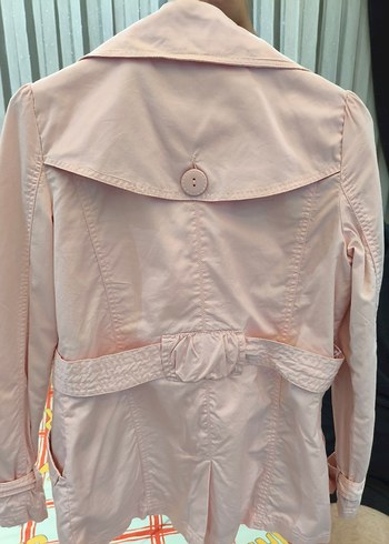 Düğmeli Pembe Midi Trençkot - Görsel 3