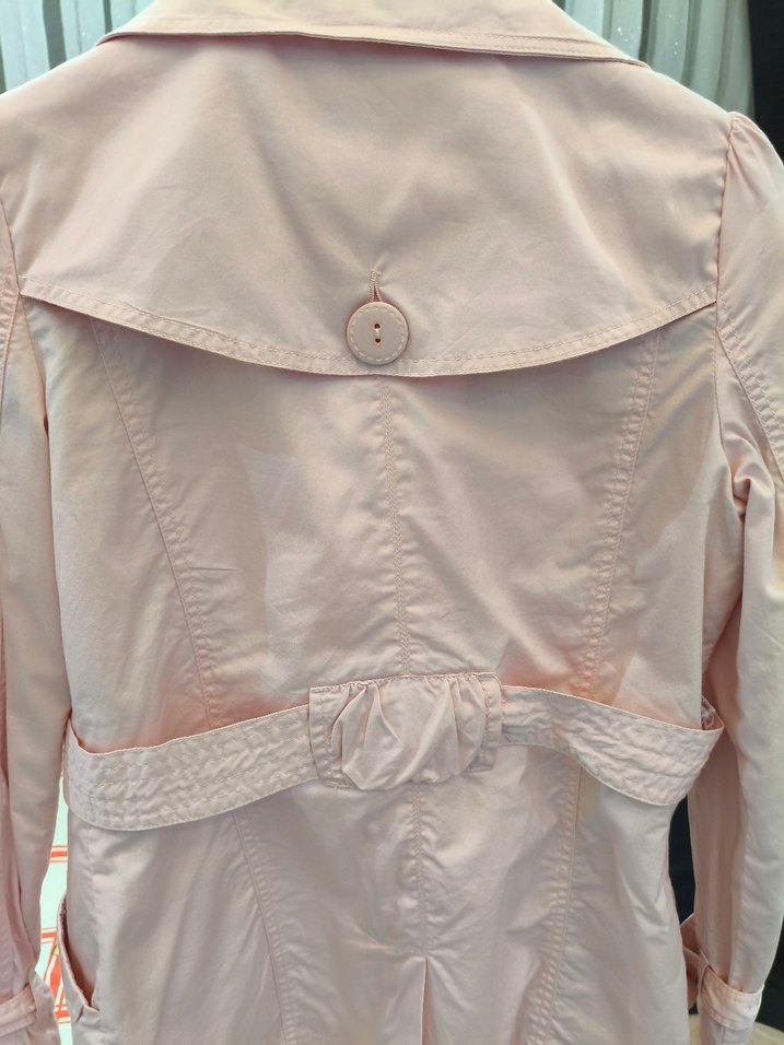 Düğmeli Pembe Midi Trençkot - Görsel 4