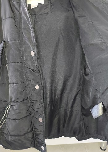 Kürk Detaylı Siyah Kadın Mont - Görsel 6