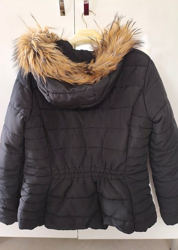 Kürk Detaylı Siyah Kadın Mont - Görsel 2