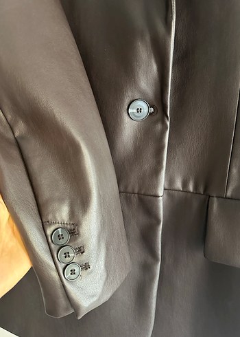 s Beden Zara Kahve Deri Blazer Ceket