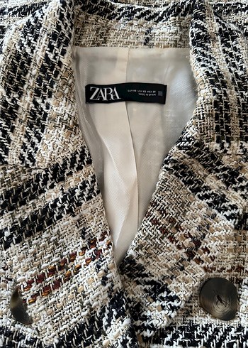 Zara Zara Ekose Midi Tüvit Kadın Ceket