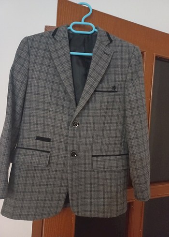 Gri Ekose Desenli Erkek Ceket.10.11 yaş - Görsel 2