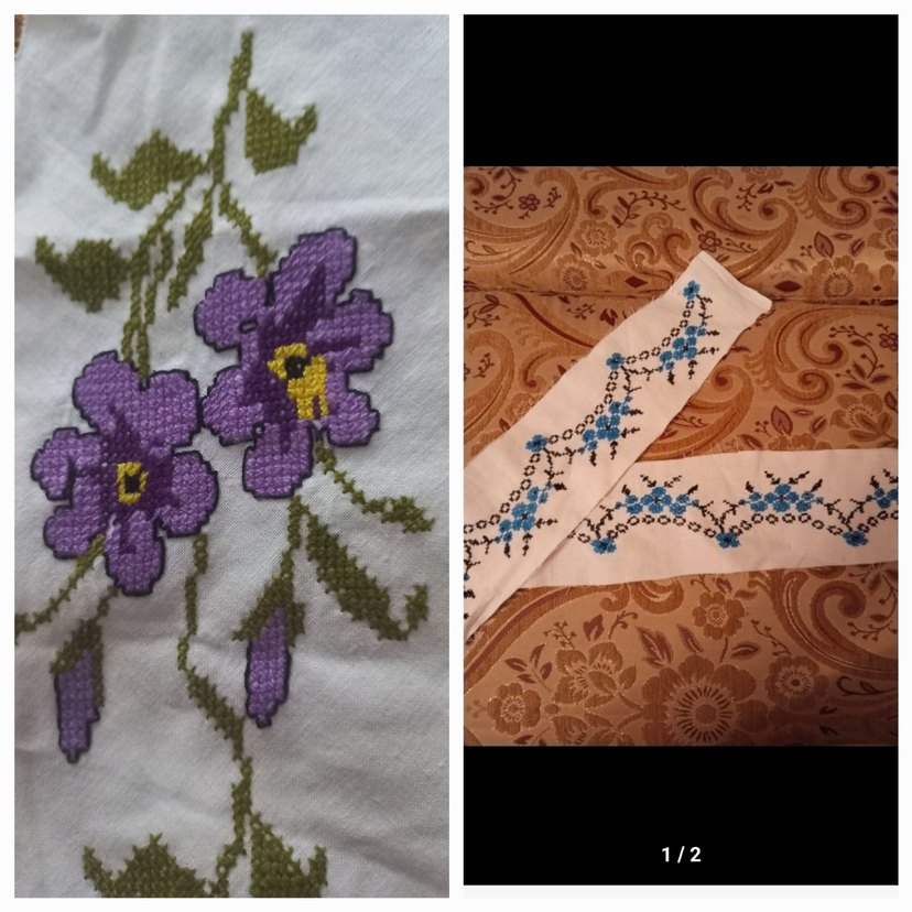 El İşi Nakışlı Çiçek Desenli Kumaşlar - Görsel 2