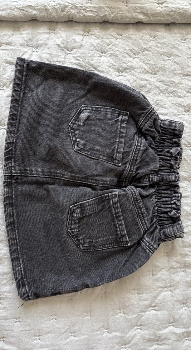 Kız Çocuk siyah  Düğmeli Denim Etek - Görsel 2