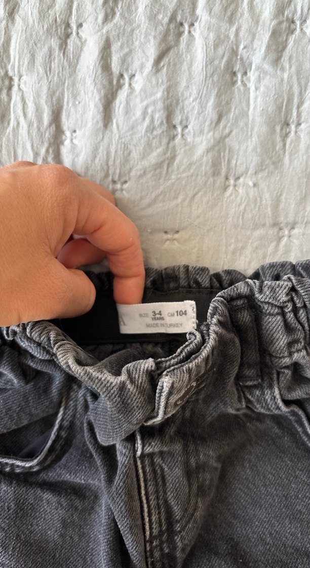 Kız Çocuk siyah  Düğmeli Denim Etek - Görsel 3