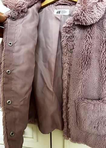 Kürk Detaylı pembe Kız Çocuk Kaban - Görsel 4