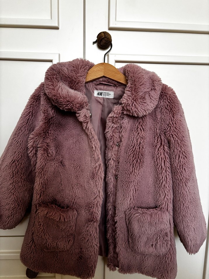 Kürk Detaylı pembe Kız Çocuk Kaban - Görsel 3