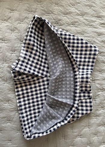 Lacivert Kareli Pilili Midi şort Etek - Görsel 3