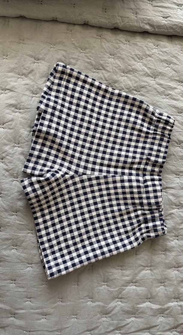 Lacivert Kareli Pilili Midi şort Etek - Görsel 2