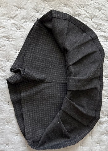 Siyah-gri Pilili Midi Kadın şort Etek - Görsel 3