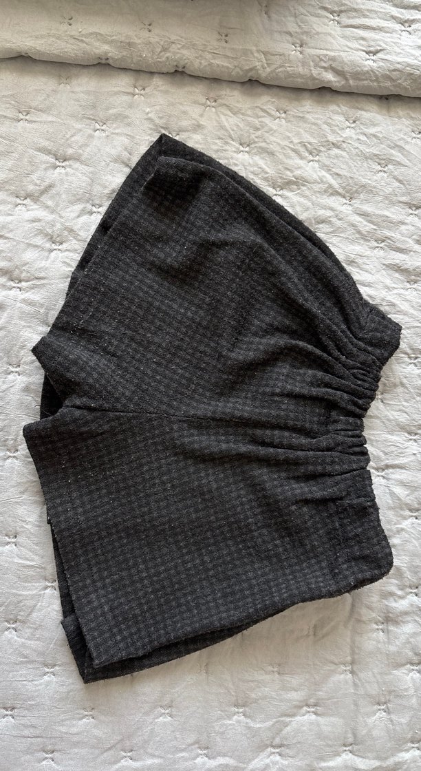 Siyah-gri Pilili Midi Kadın şort Etek - Görsel 2