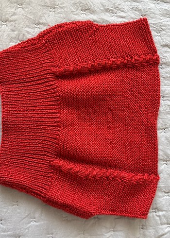 Kız Çocuk Kırmızı Örgü yelek, el emeği - Görsel 2