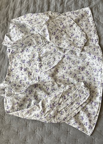 Mor Çiçek Desenli fırfır detaylı çoçuk gömleği - Görsel 2