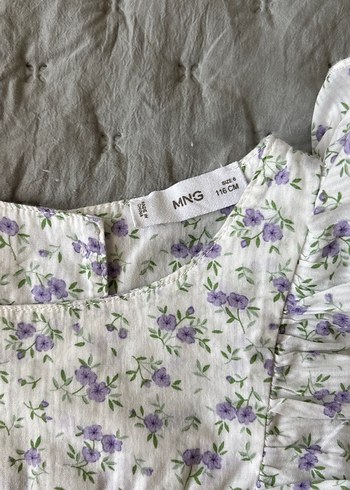 Mor Çiçek Desenli fırfır detaylı çoçuk gömleği - Görsel 4