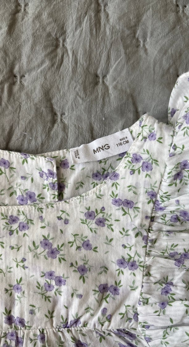 Mor Çiçek Desenli fırfır detaylı çoçuk gömleği - Görsel 4