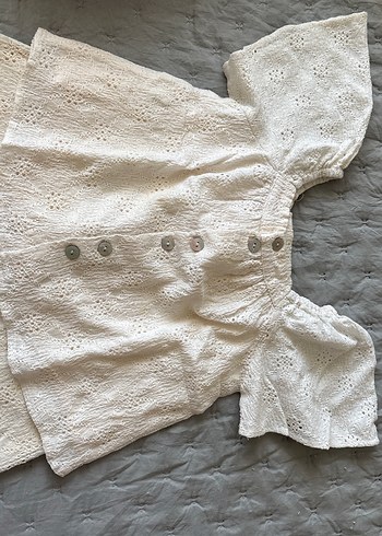 Dantel Detaylı Bol Kesim krem kız çoçuk Pantolon ve üst takım - Görsel 4