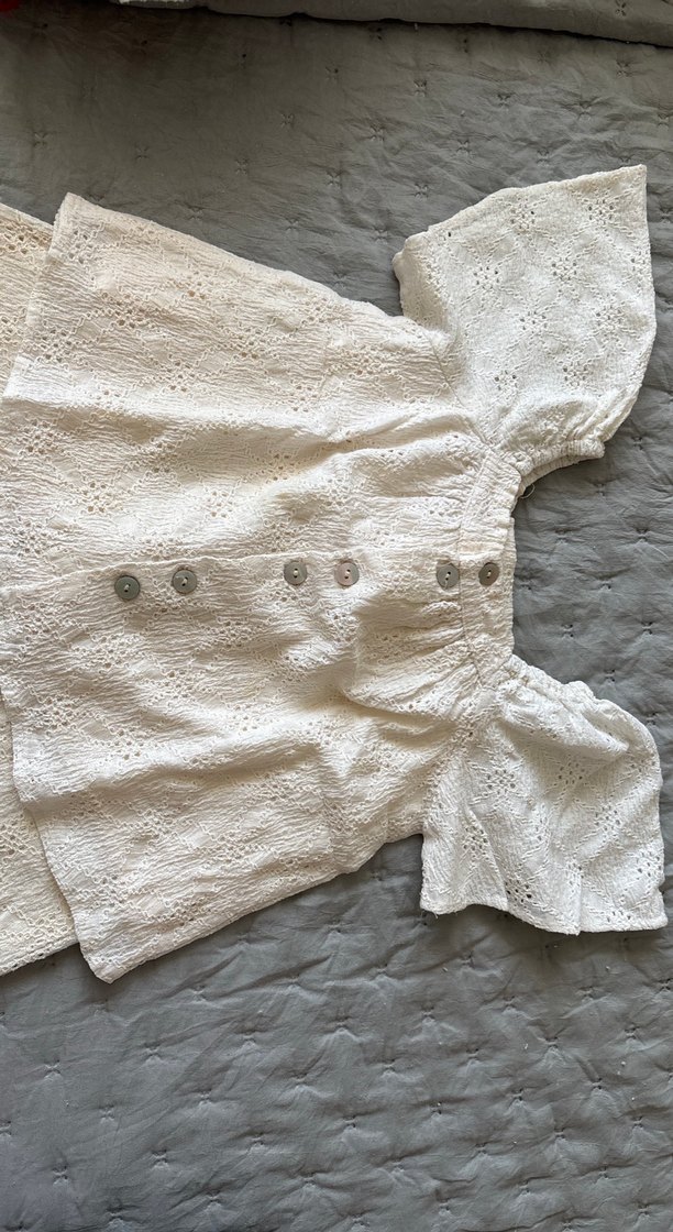 Dantel Detaylı Bol Kesim krem kız çoçuk Pantolon ve üst takım - Görsel 4