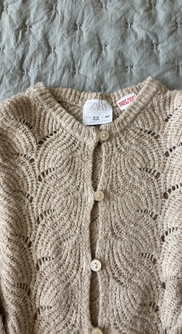 Bej Örgü çoçuk Hırka Uzun Kollu - Görsel 2