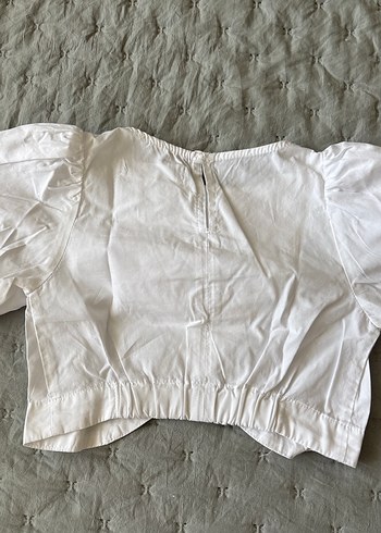 Beyaz poplin kumaş yuvarlak Yaka Bluz - Görsel 3