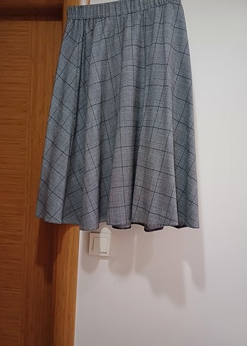 LC Waikiki Gri Midi Pilili Normal Boy Etek