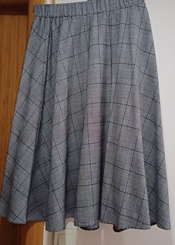 Gri Midi Pilili Normal Boy Etek