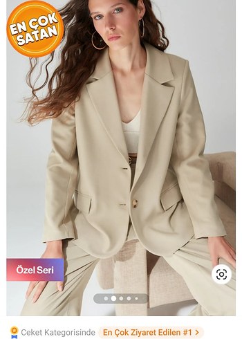 36 Beden camel Renk Trendyol & Milla Bej Kadın Blazer
