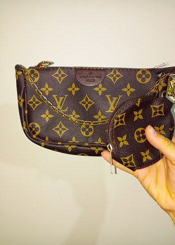 Louis Vuitton Kahverengi Baskılı Deri Çapraz Çanta