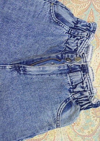 Zara Beltli Mavi Bağcıklı Salaş Kadın Kot Pantolon