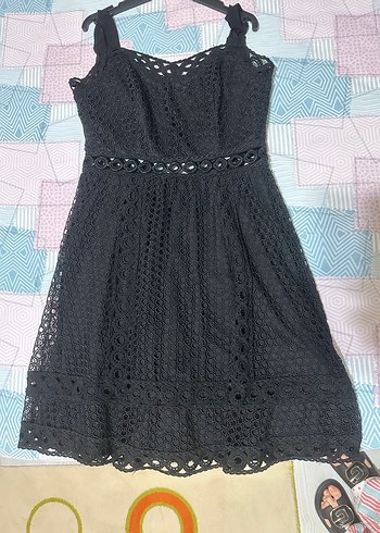 s Beden Dantelli Siyah Mini Gotik Elbise