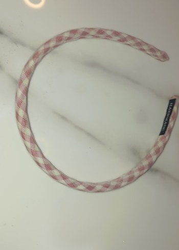Beden Pembe Ekose Desenli Elastik Saç Bandı