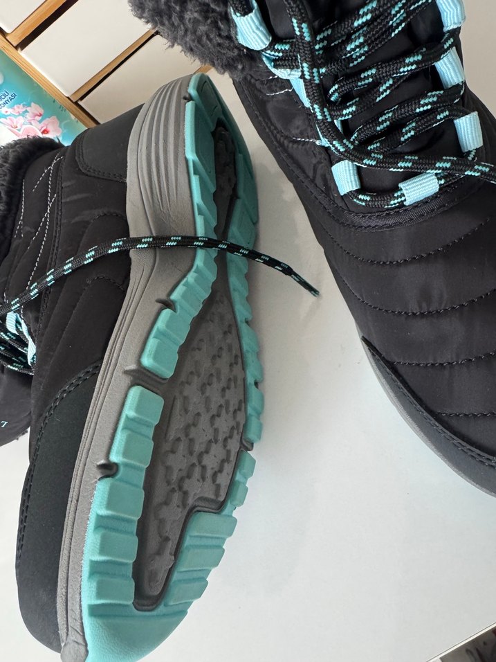 37 Numara  Mavi Bağcıklı Dolgu Topuk Bot - Görsel 3