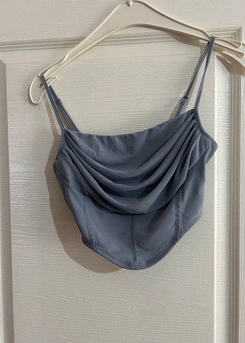 Gri Drapeli İnce Askılı Mini Büstiyer