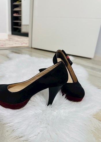 Diğer Bordo Desenli Kadın Stiletto 37 Numara