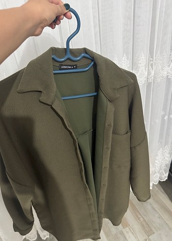 s Beden haki Renk Kadın Haki Düğmeli Notch Yaka Gömlek oversize gömlek kışlık