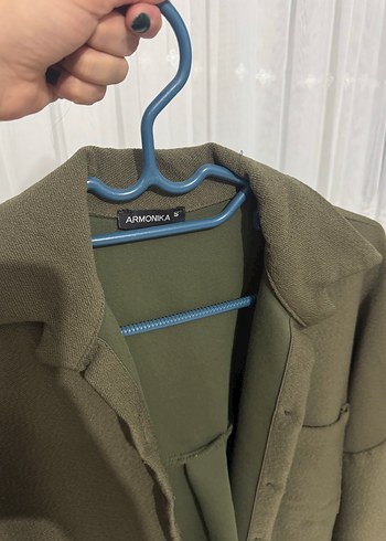 Kadın Haki Düğmeli Notch Yaka Gömlek oversize gömlek kışlık