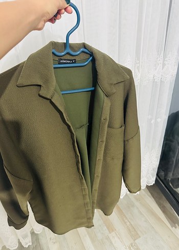 s Beden Kadın Haki Düğmeli Notch Yaka Gömlek oversize gömlek kışlık