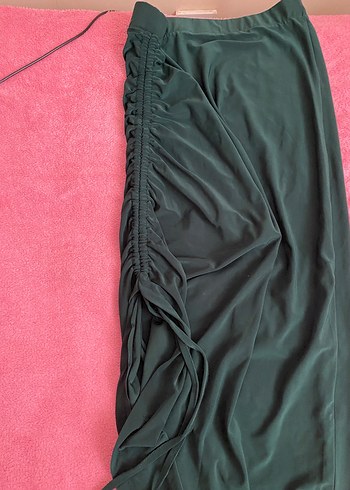 Zümrüt Yeşili yandan ayarlamalı uzun etek - Görsel 2