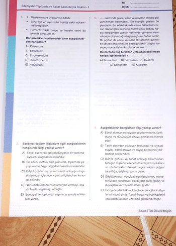 11. Sınıf Türk Dili ve Edebiyatı DUT Kitabı - Görsel 2